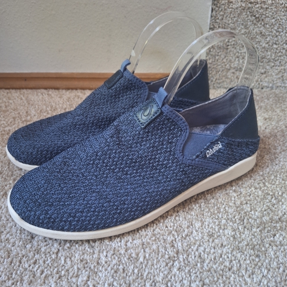 Olukai Alapa Mens Blue Slip On Drop Heel Woven Blue Casual Shoe Size 7